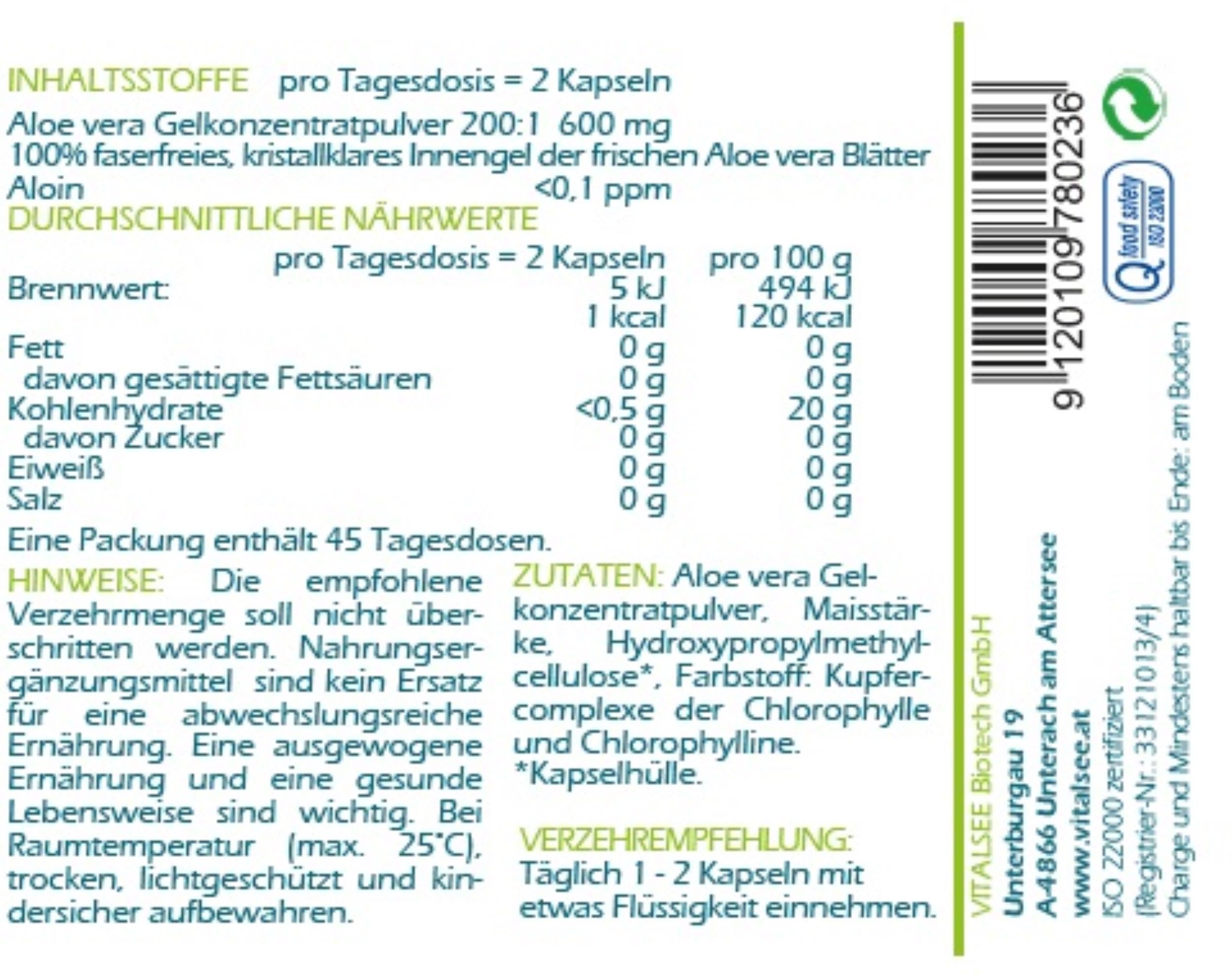 Vitalsee ALOE barbadensis miller 300 Extrakt