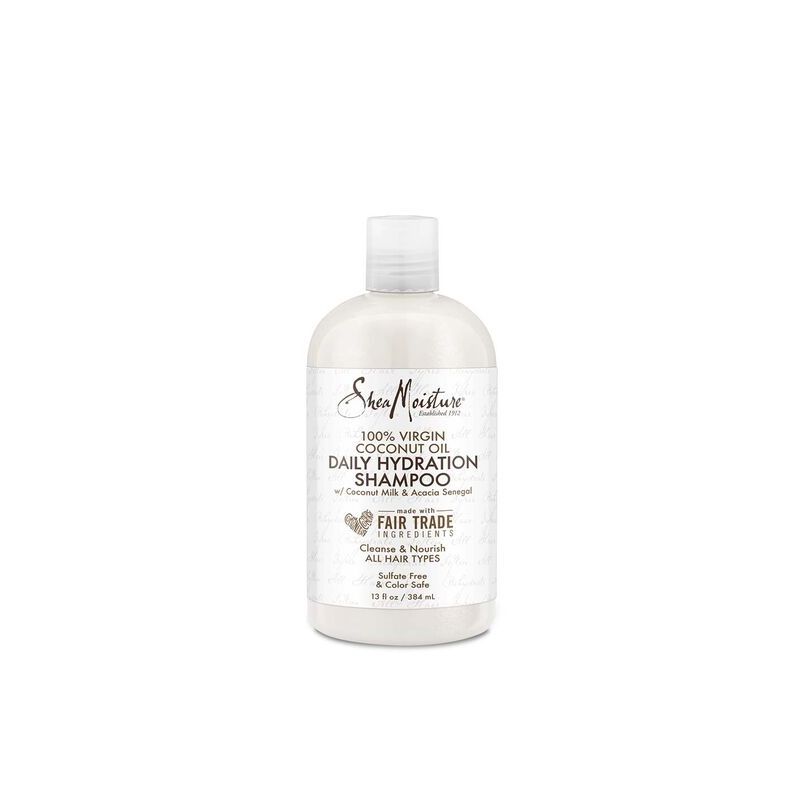 Flasche mit feuchtigkeitsspendendem Shampoo mit Kokosöl.