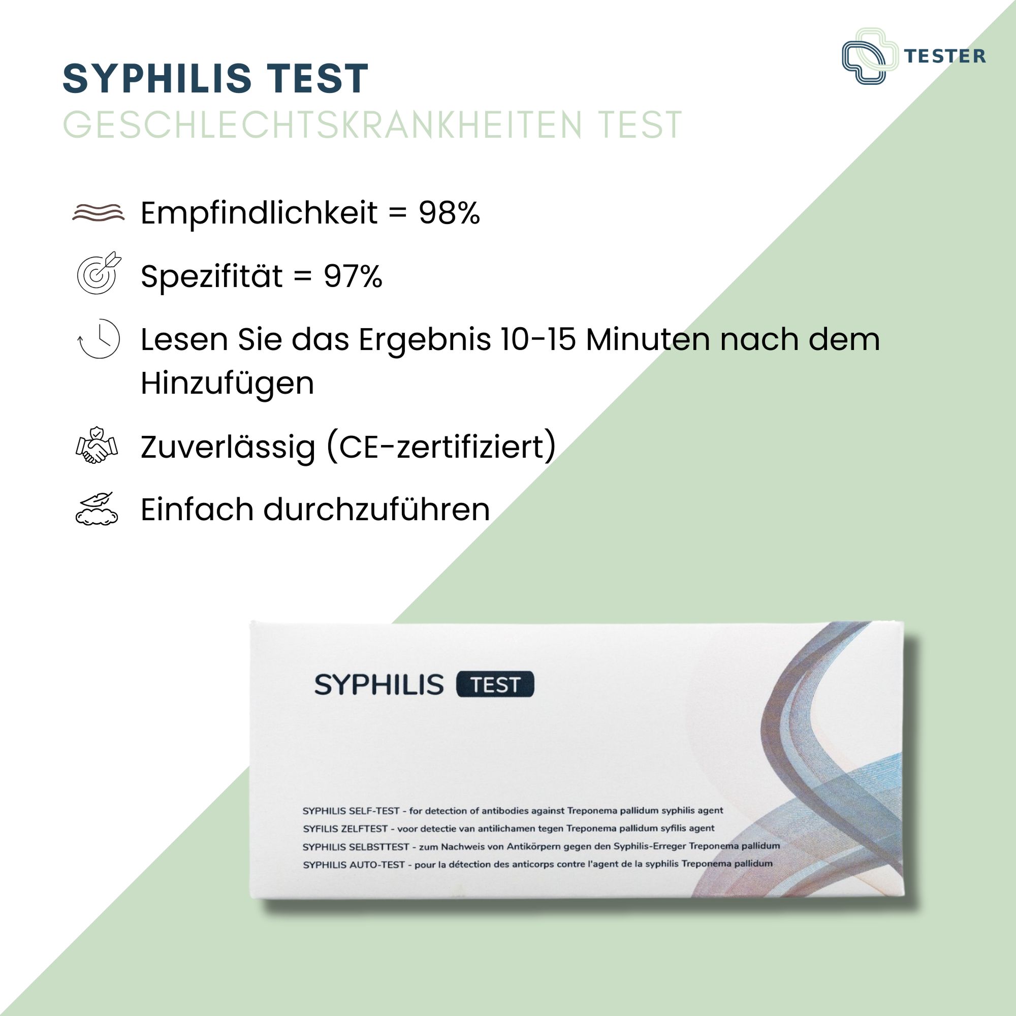 Syphilis Test - Syphilis Schnelltest für Zuhause - Selbsttest - The Tester