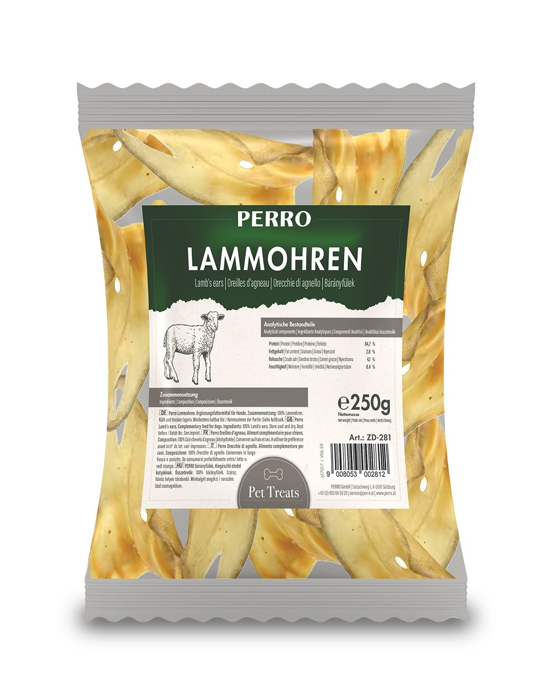 PERRO Lammohren - Kausnack für Hunde mit Unverträglichkeiten