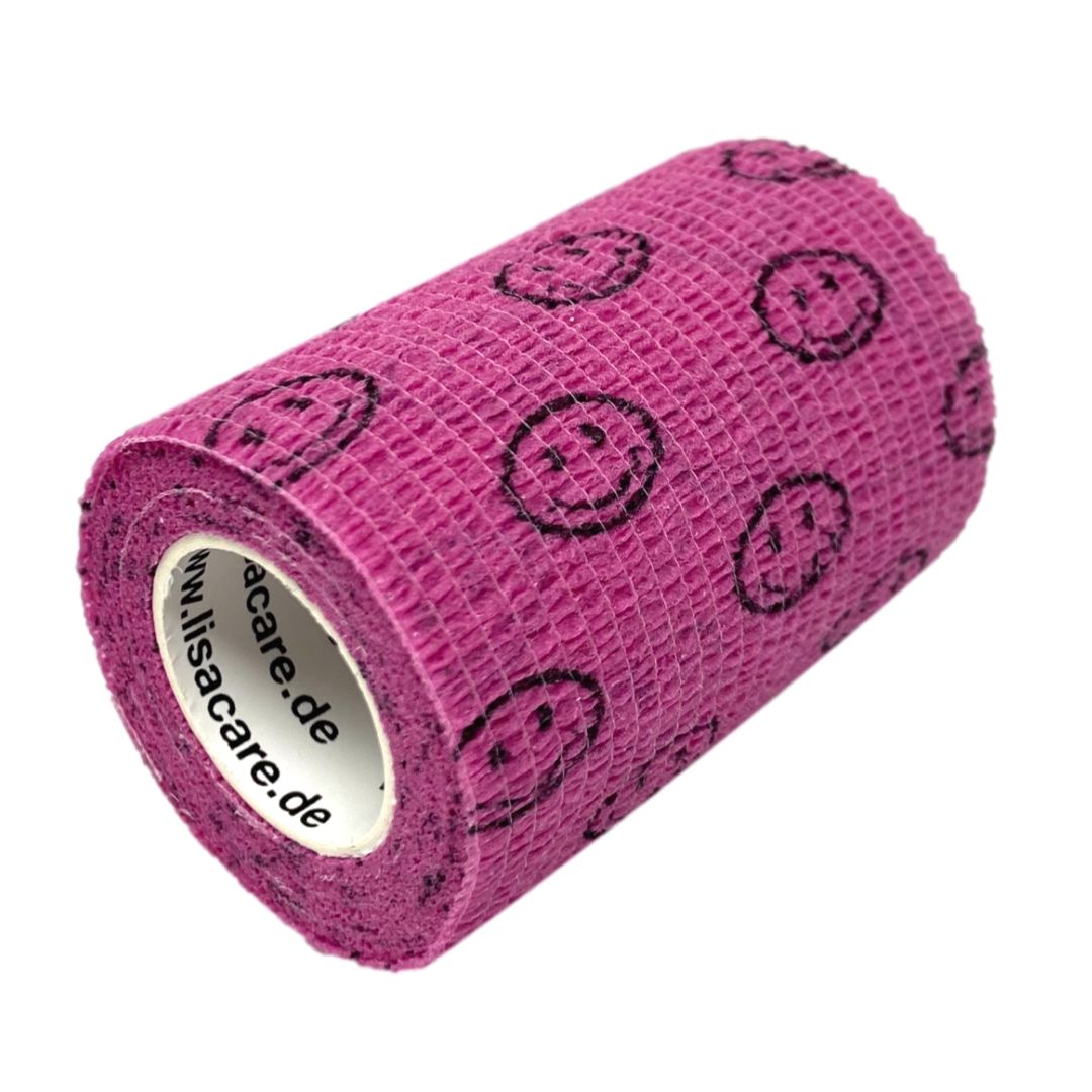 LisaCare selbsthaftende Bandage - Smiley Rosa - 7,5cm x 4,5m