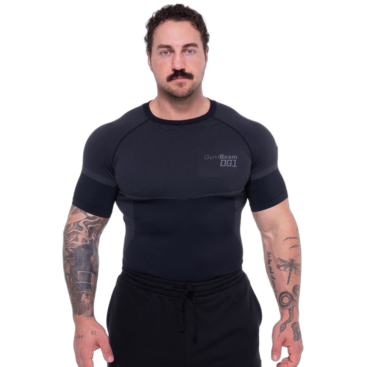 GymBeam T-Shirt Herren nahtlos Kurzarm Schwarz/Grau 1 St