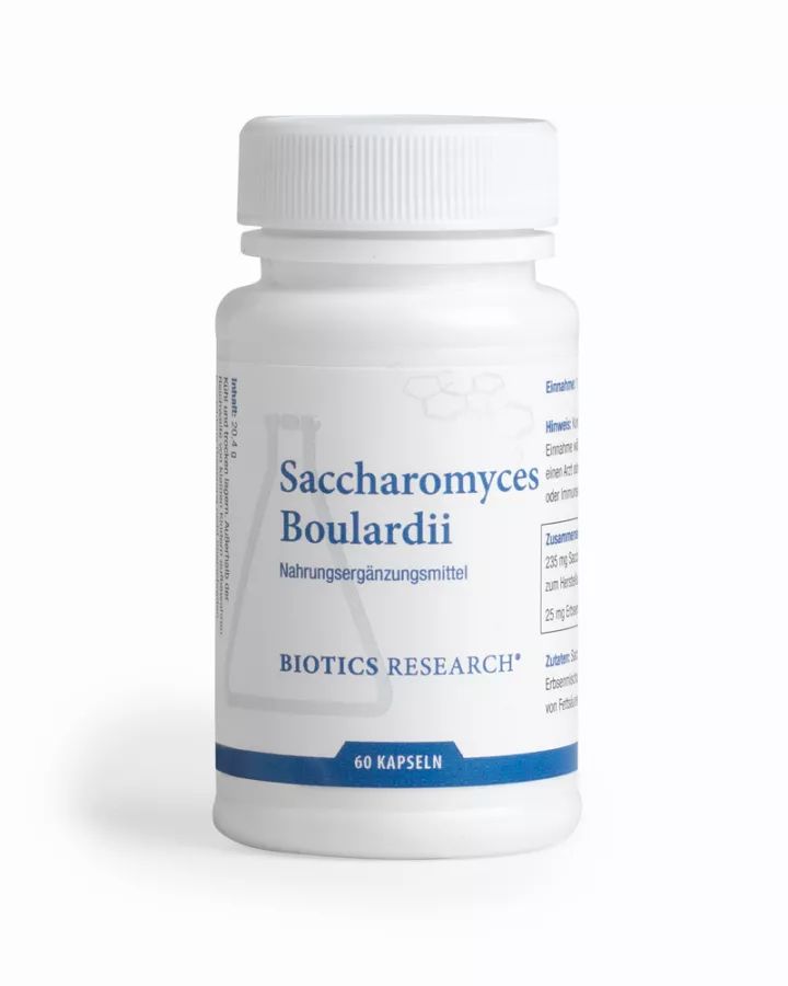Weiße Kapsel mit Saccharomyces Boulardii, Nahrungsergänzungsmittel von Biotics Research, 60 Kapseln.