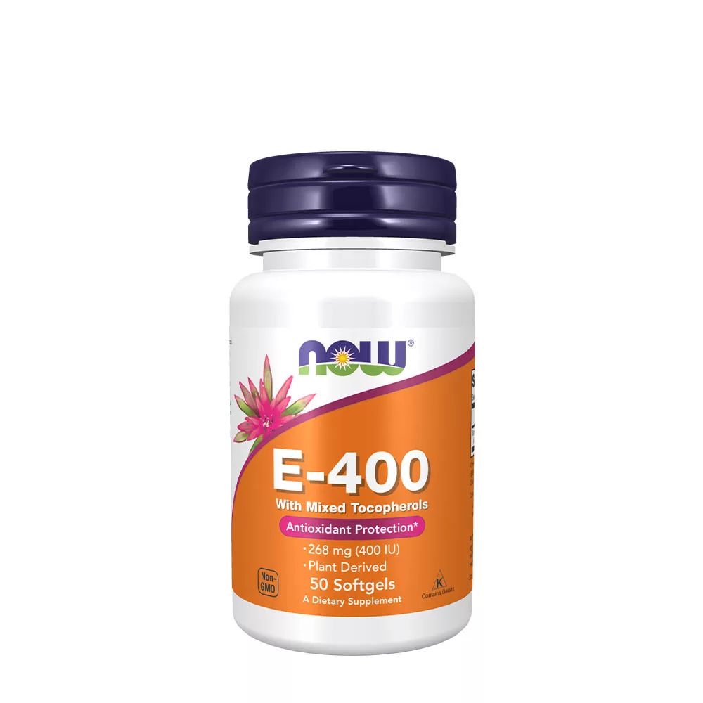 NOW Foods Vitamin E-400 - Natürlich (Gemischte Tocopherole) 50 St Weichkapseln