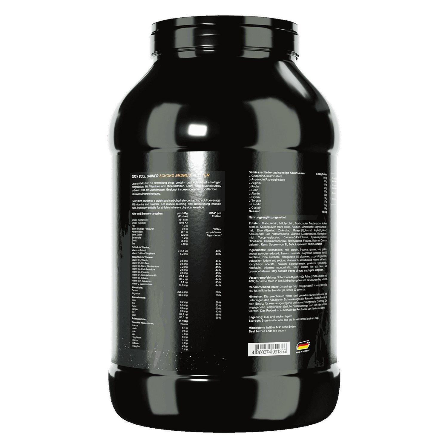 Zec+ Bullgainer Protein/ Eiweiß Chocolate Peanut Butter 3500 g Pulver