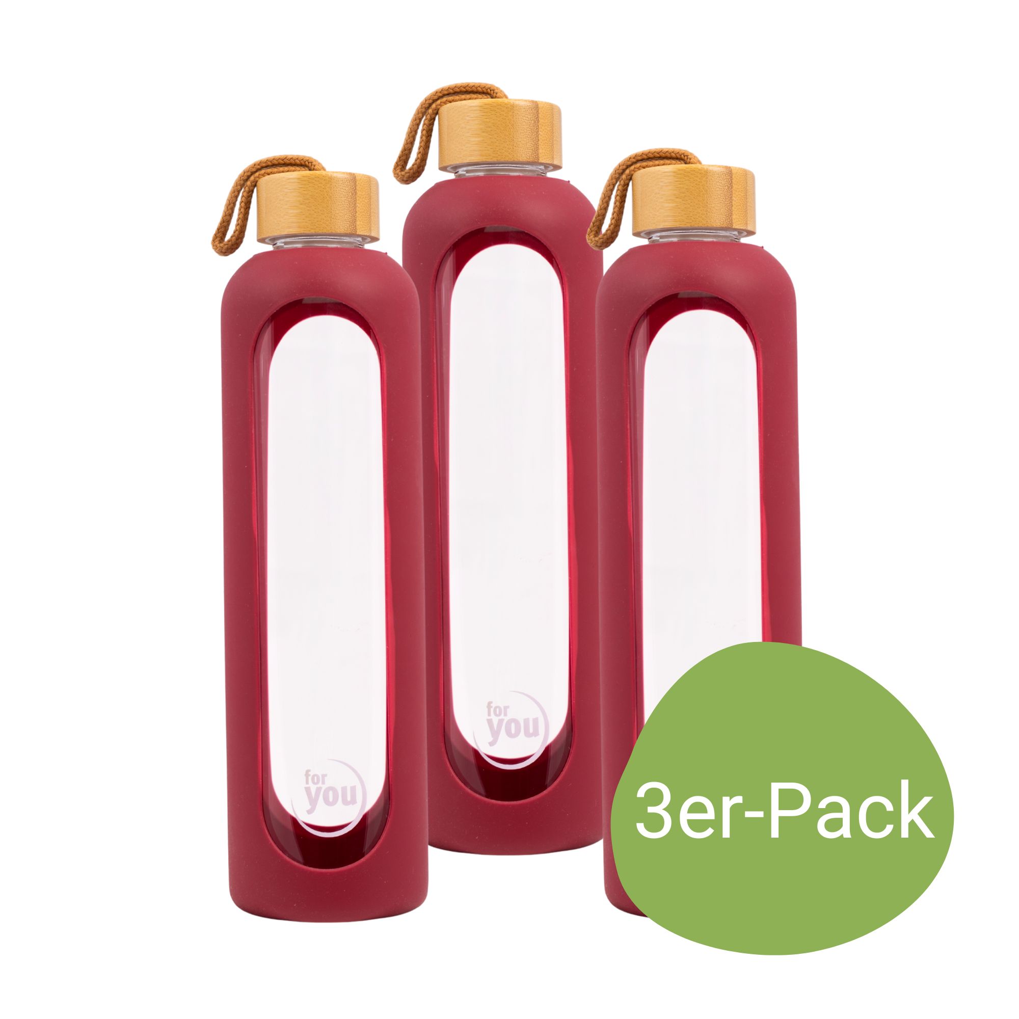 for you Nachhaltige Trinkflasche Dreierpack 2250 ml