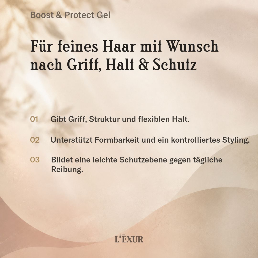 L’EXUR Boost & Protect Gel für feines Haar – Schutz & Styling