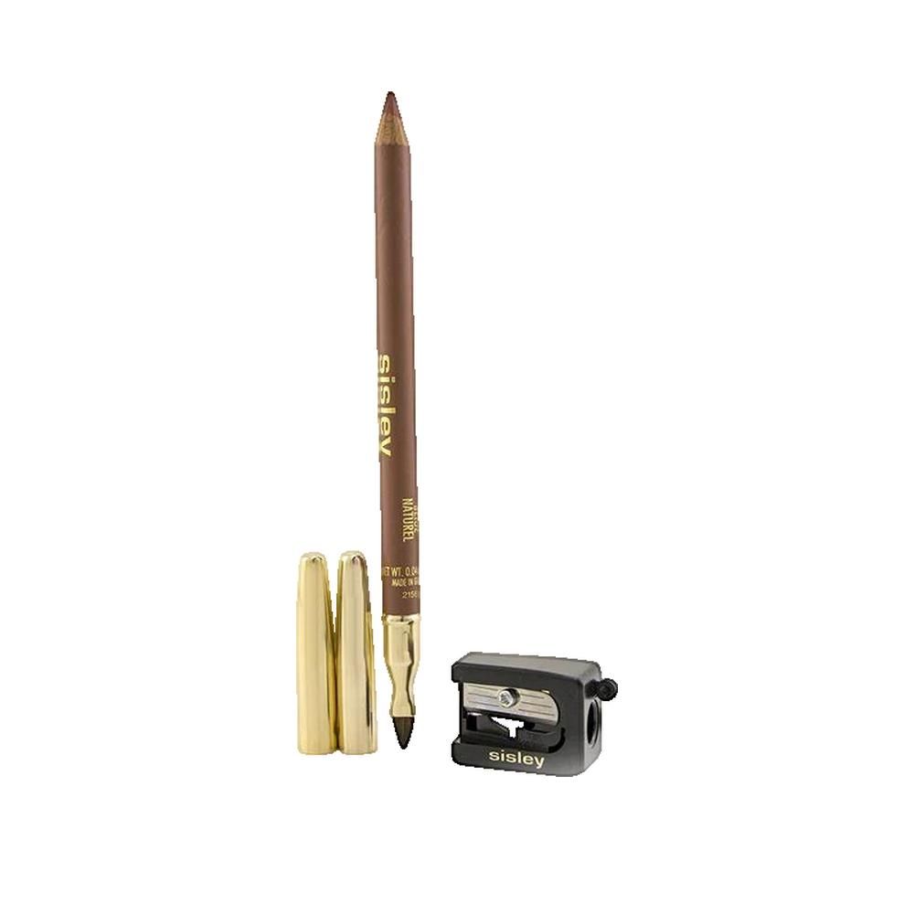 Lippenstiftstift, Anspitzer und goldfarbene Kappen. Sisley-Logo. Auf weißem Hintergrund.
