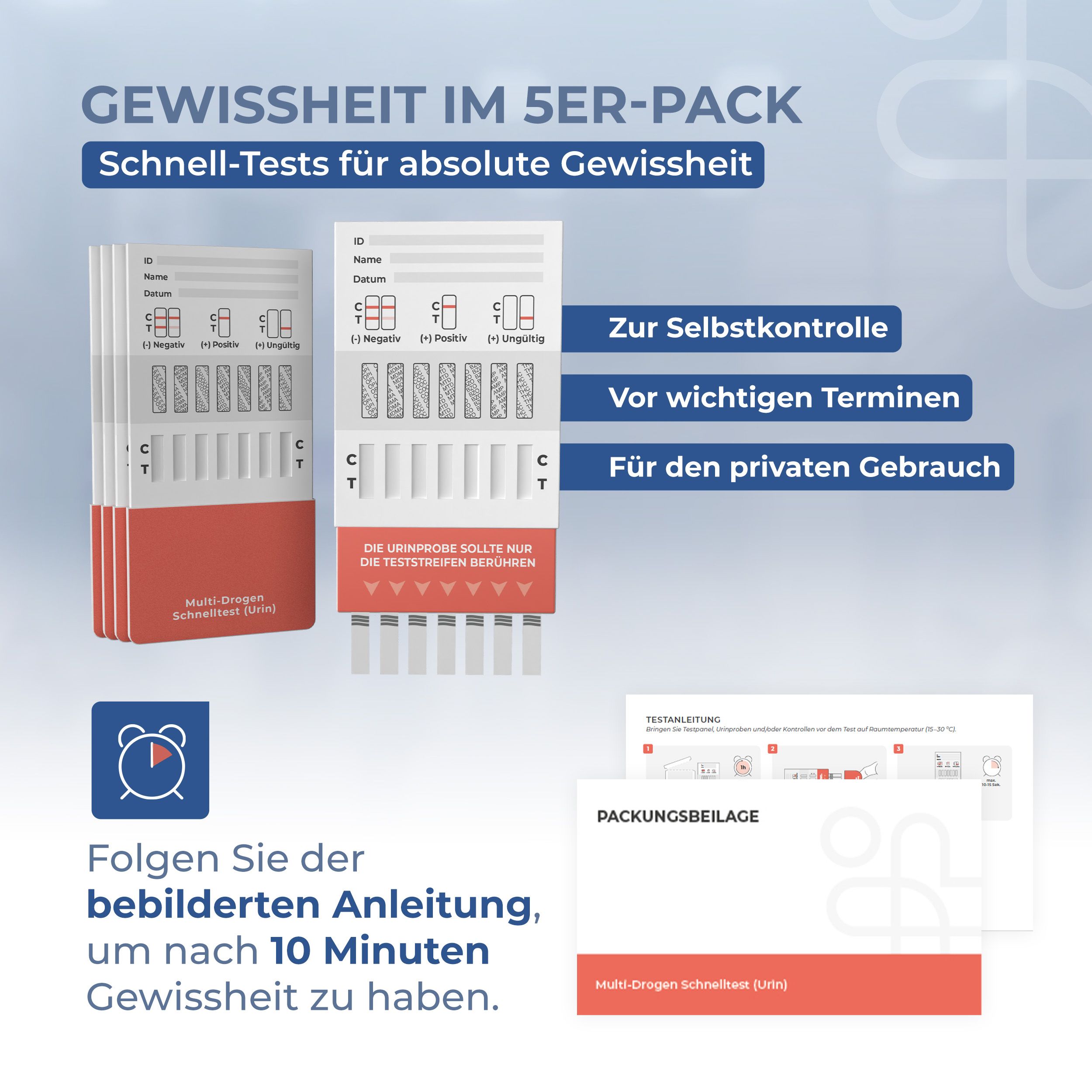 Homehulab 5x 7-in-1 Drogentest – Urin Schnelltest zuhause - Ergebnis in Minuten