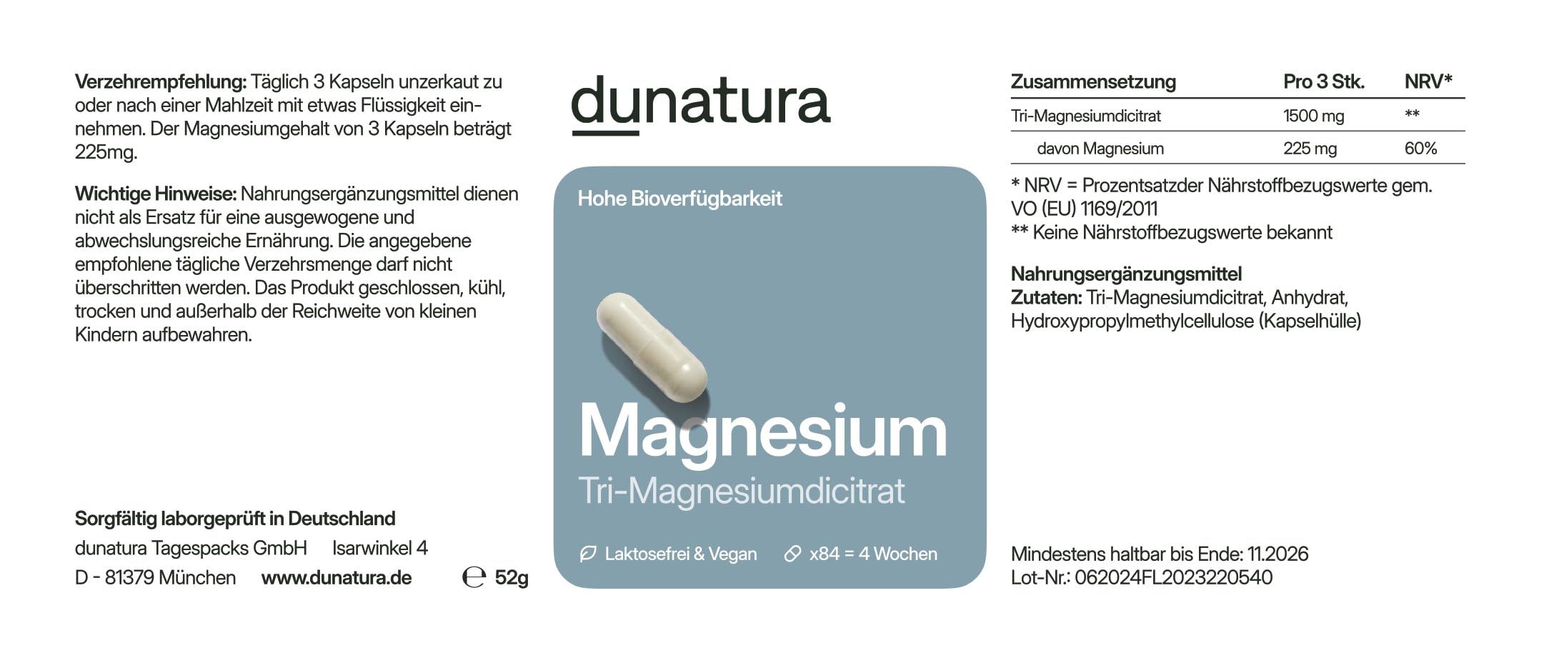 dunatura Trimagnesiumdicitrat Flasche
