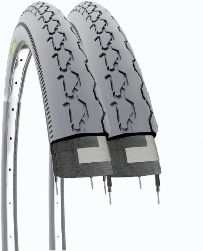 Coppia Coperture 24 X 1 3/8 (37-540) Copertoni Grigio Per Carrozzina Disabili ECOVELÒ