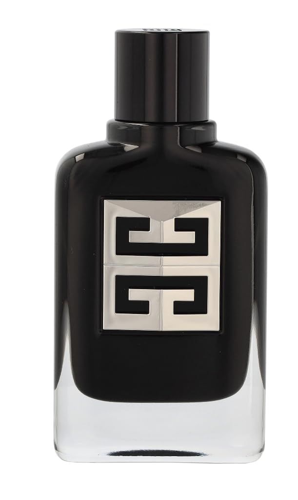 Schwarze Parfumflasche mit silbernem Logo. Auf der Flasche steht "GIVENCHY".