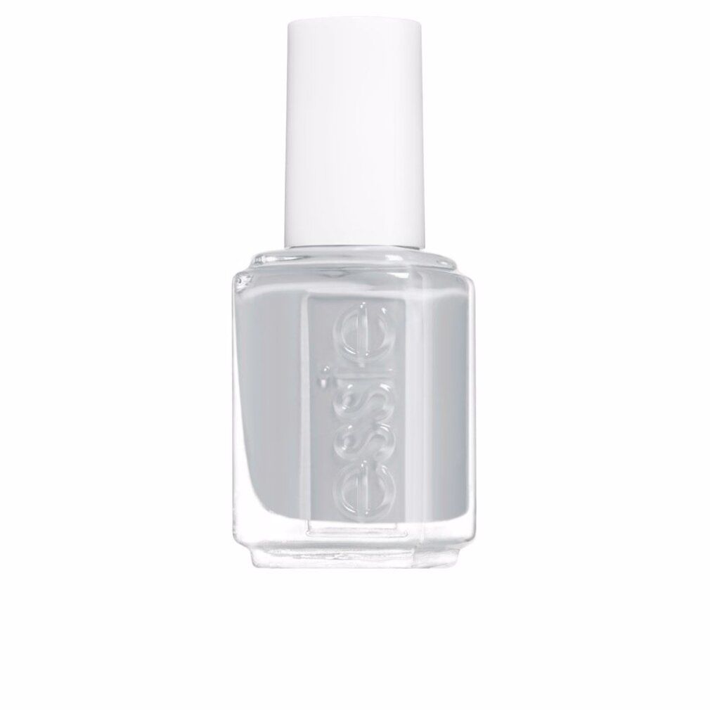 Hellgrauer Nagellack in einer Glasflasche mit weißem Deckel. Der Markenname „essie“ ist auf der Flasche geprägt.