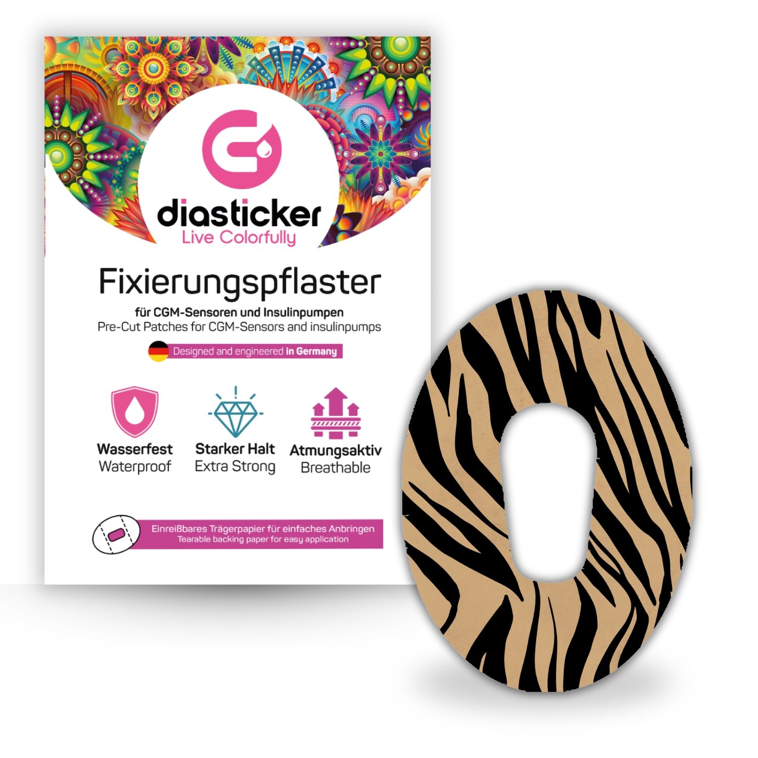 Diasticker® Dexcom G6 Fixiertapes "Tiger Mood"