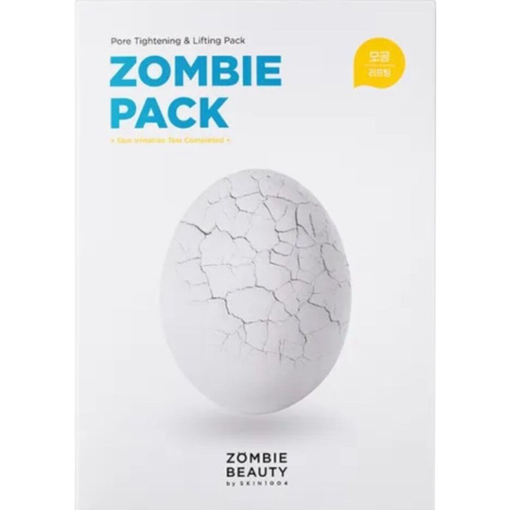 Vorderseite einer "Zombie Pack"-Box mit rissigem Ei-Design und "Neu"-Aufkleber.