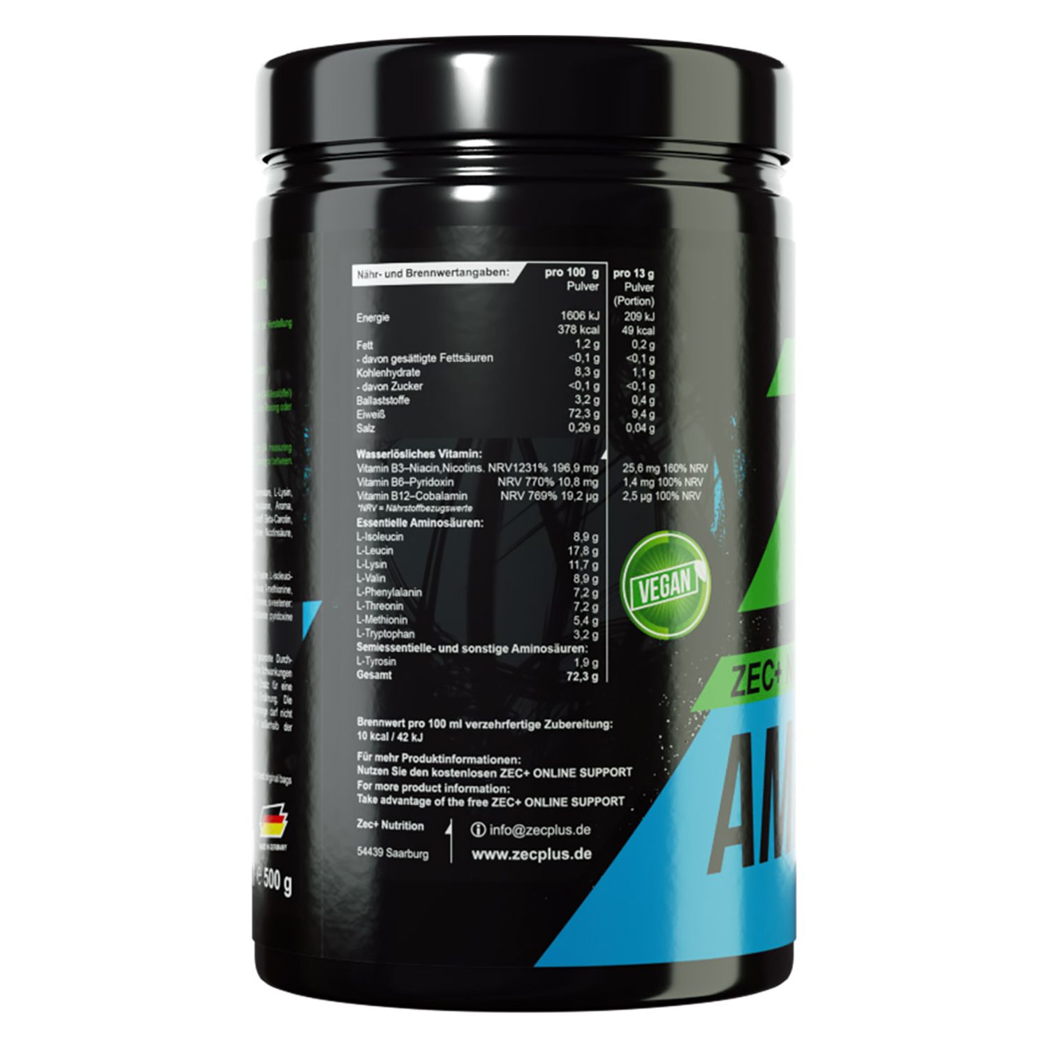 Zec+ Amino EAA Aminosäure Pulver Orangen-Limonade 500 g