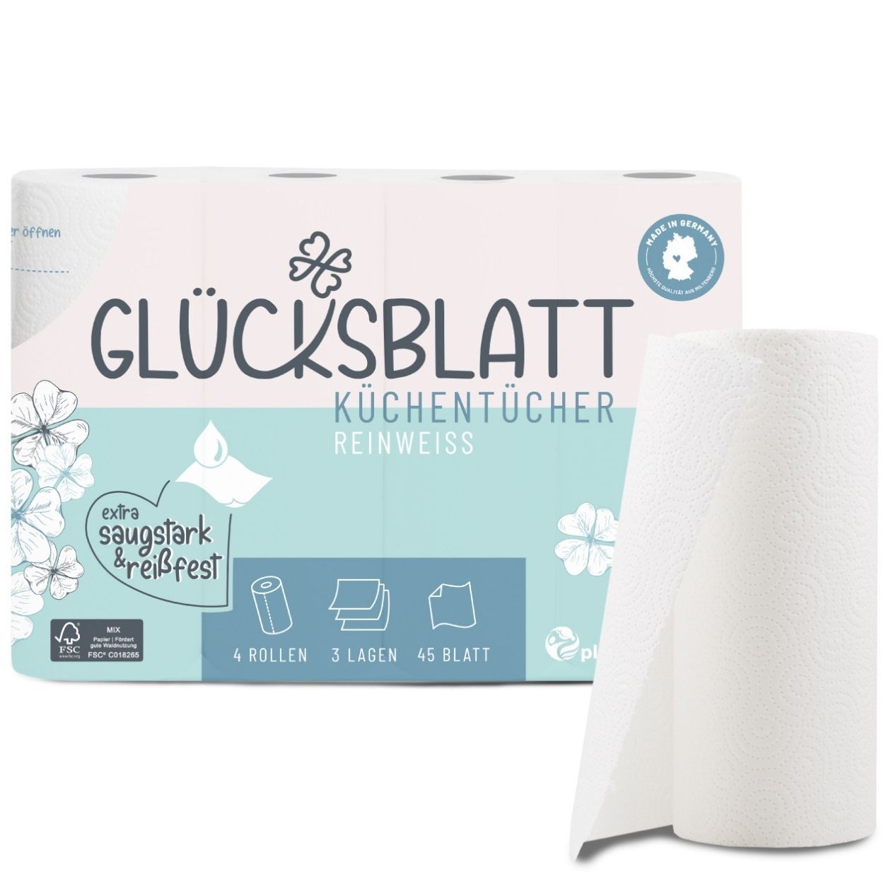 Glücksblatt Küchentücher Reinweiss 4 St - Shop Apotheke