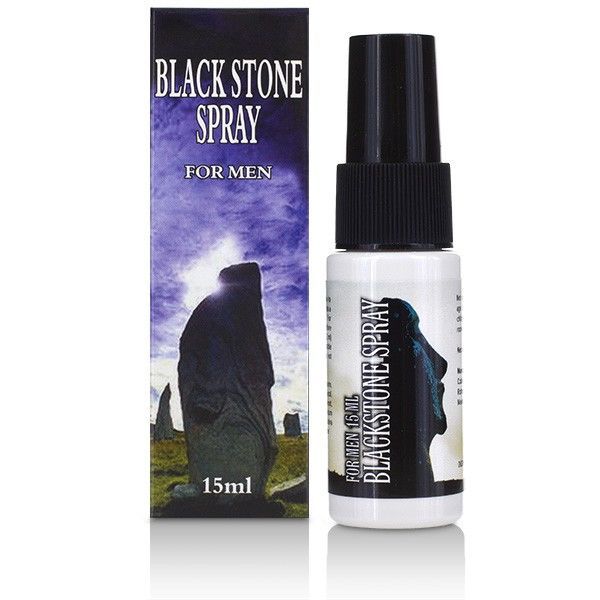 Produkt BLACK STONE SPRAY FOR MEN, Flasche und Schachtel. Flasche mit Sprühkopf, 15ml.