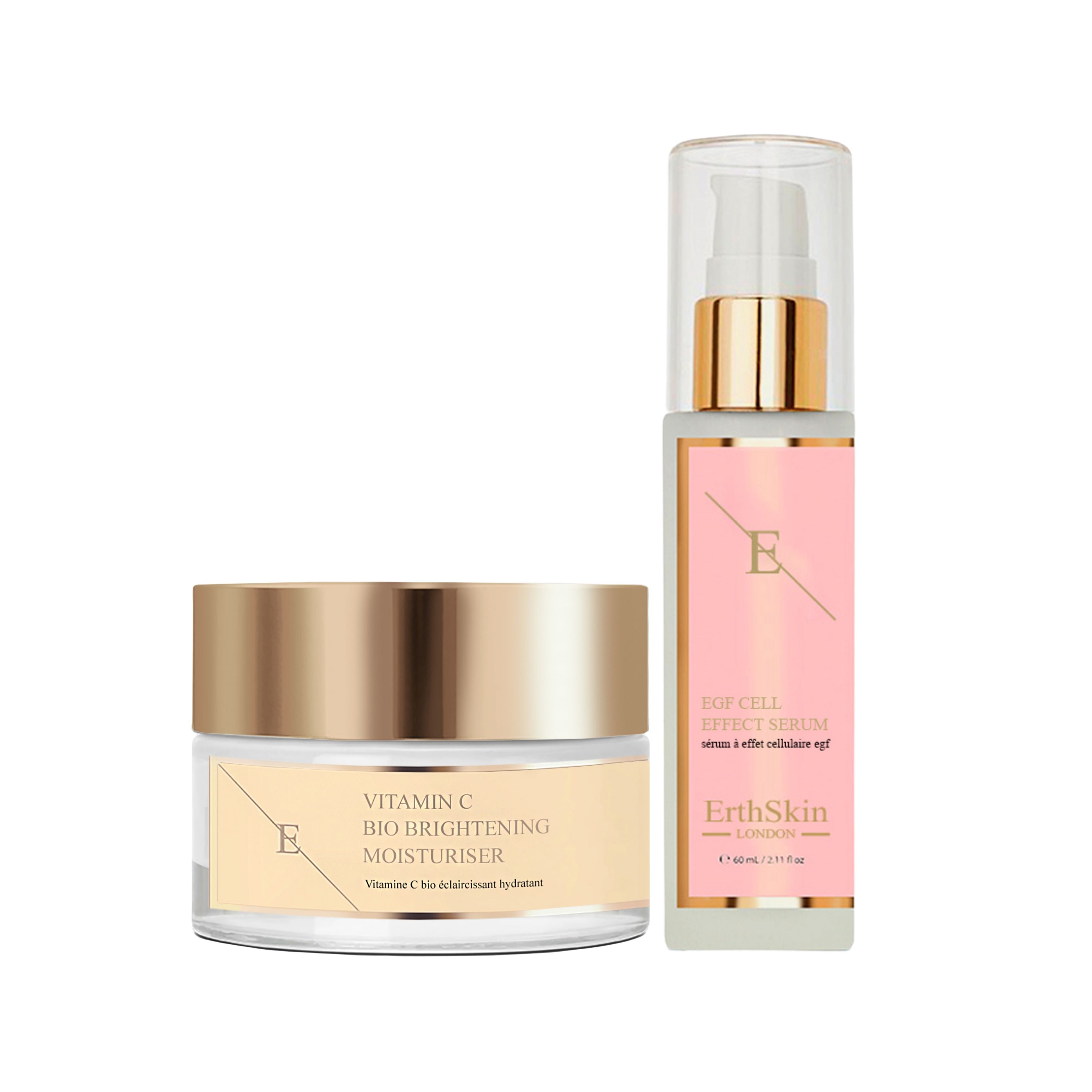 ErthSkin London Vitamin C Bio Brightening Moisturizer + EGF CELL EFFECT SERUM set