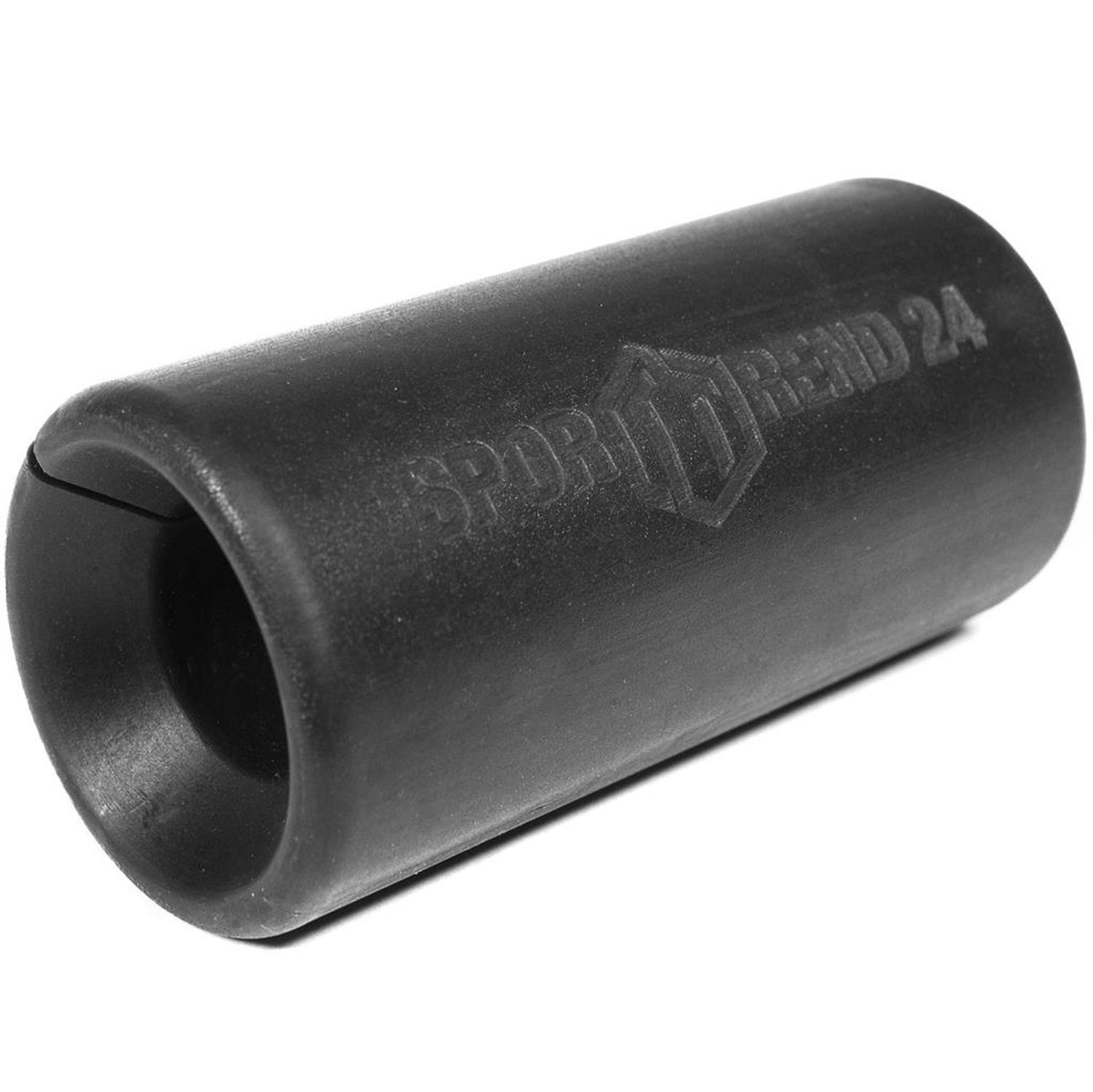 Schwarzes Sporttrend24 Grip Pad. Zylindrische Form mit Schlitz. Aufschrift Sporttrend 24.