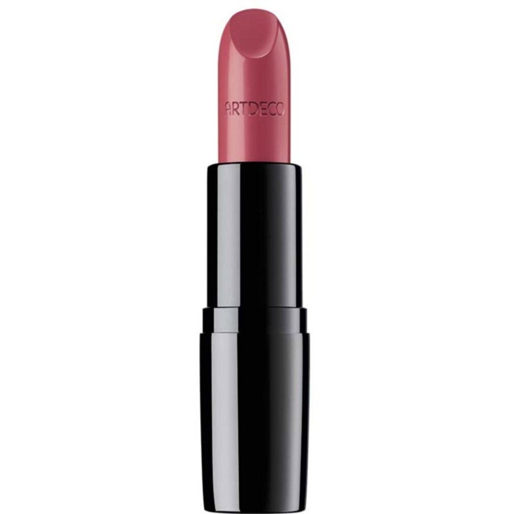Artdeco Perfect Color Lipstick in einem schwarzen Gehäuse, aufrecht stehend.