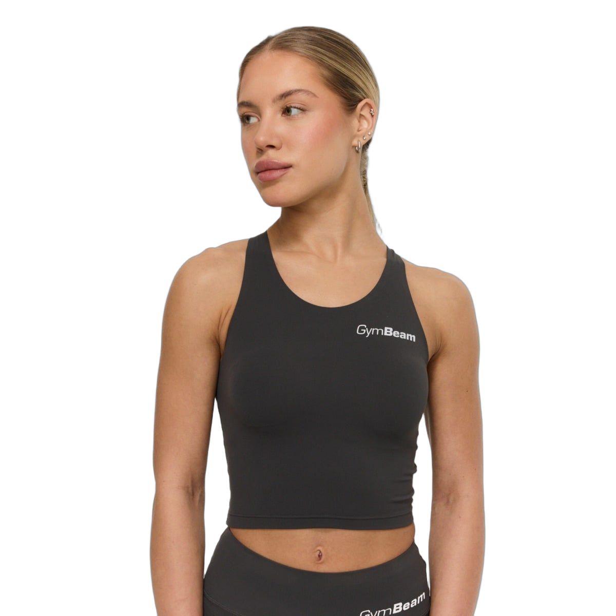 GymBeam Tanktop Damen slim cropped mit rundem Ausschnitt Charcoal 1 St