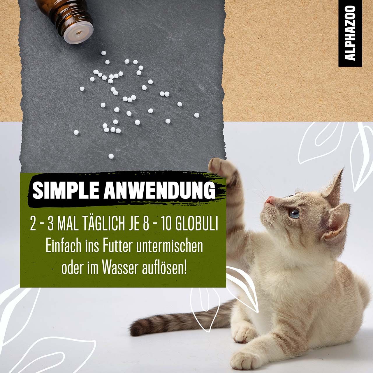 ALPHAZOO Magenruhe Bachblüten, Globuli für Hunde und Katzen