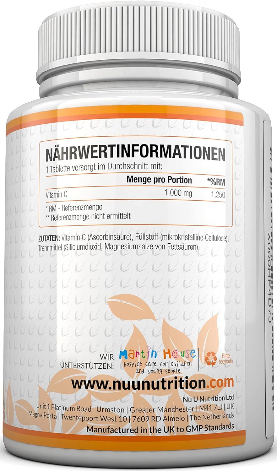 Nu U Nutrition Vitamin C 1000mg Hochdosiert