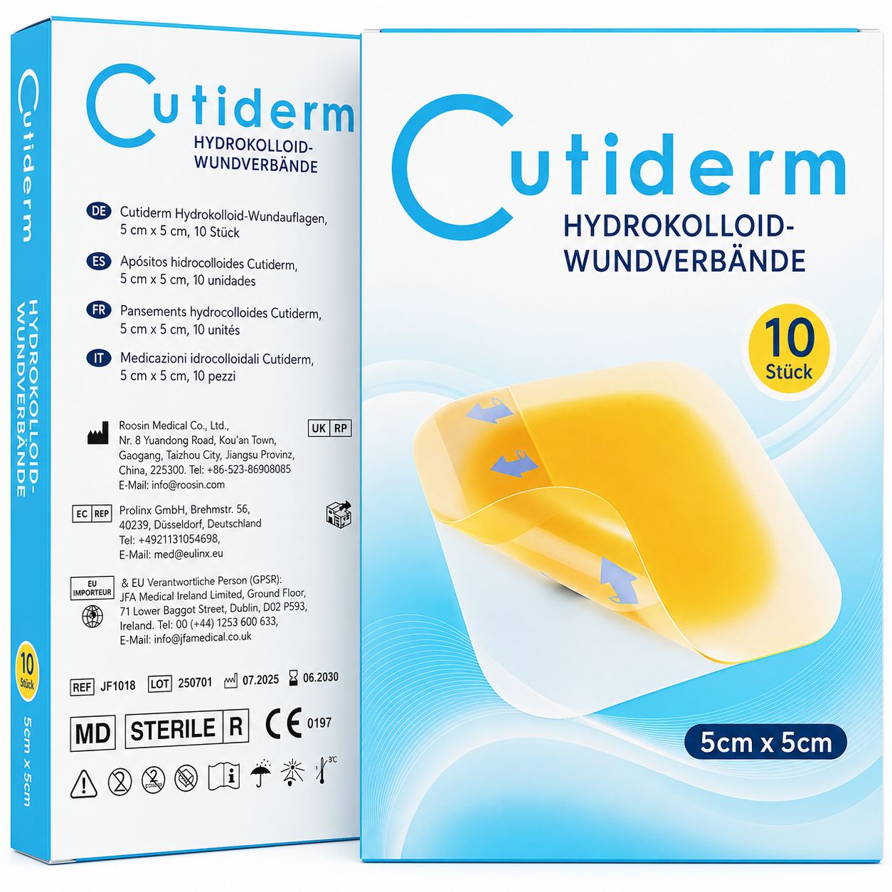 Medicazioni idrocolloidali sterili 5 cm x 5 cm Cutiderm