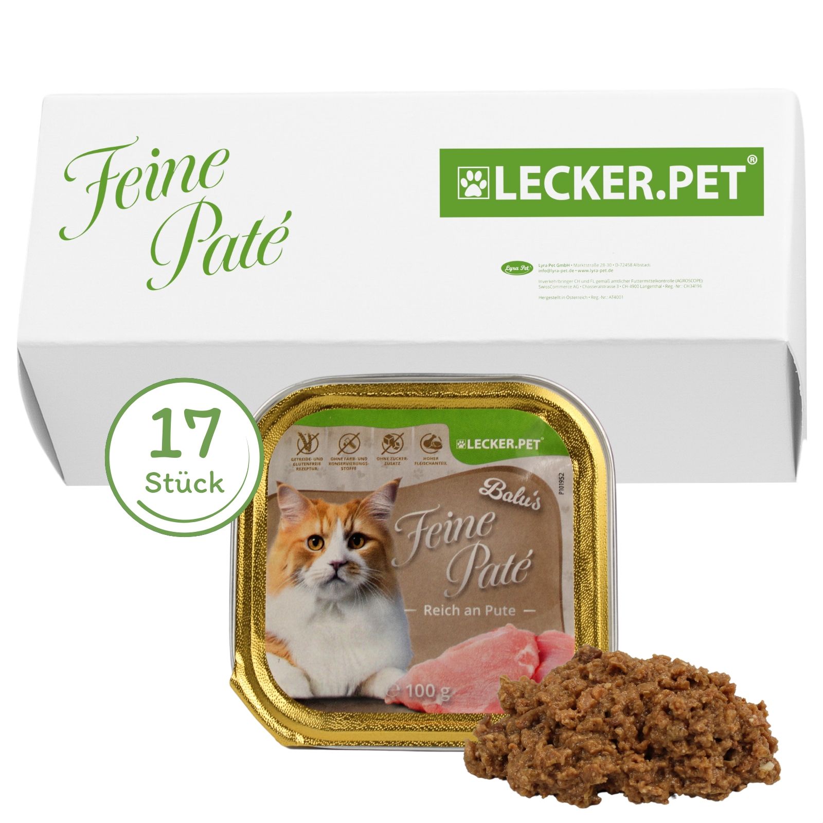 Lecker.Pet® Balu's Feine Paté Reich an Pute Katzenfutter Nassfutter Vollnahrung 1,7 kg Nicht relevant