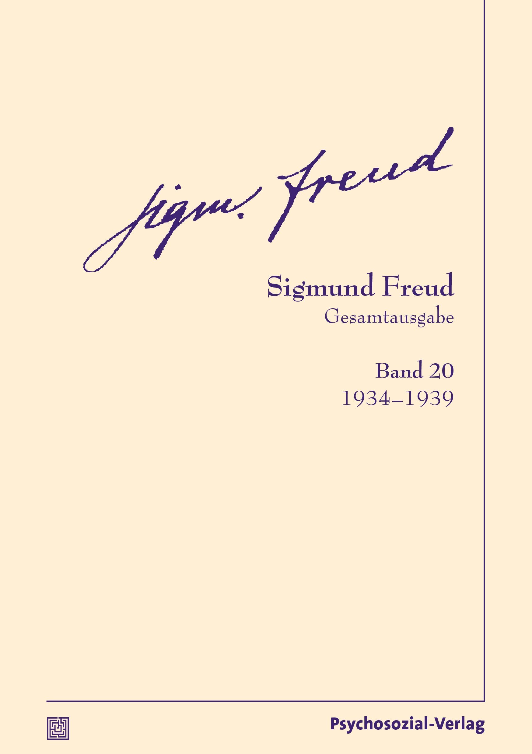 Buchcover. Signatur Sigmund Freud, Titel: Gesamtausgabe, Band 20, 1934-1939. Verlag: Psychosozial-Verlag.