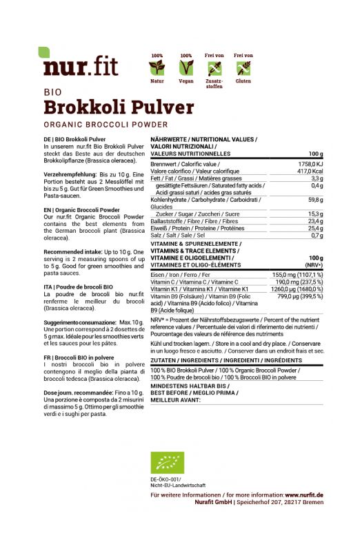 nur.fit BIO Brokkoli Pulver