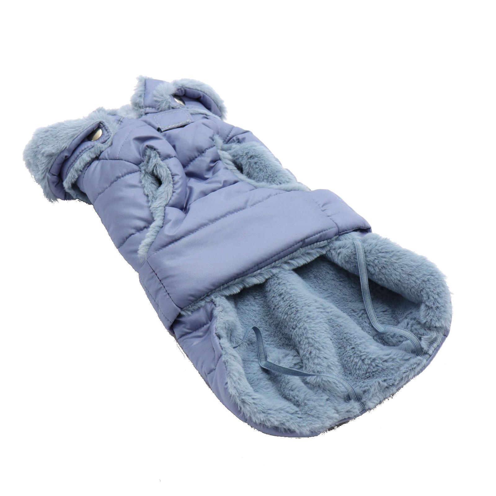 Fashion Dog Hunde-Steppmantel mit Kunstpelz-Futter - Azzurro - 27 cm