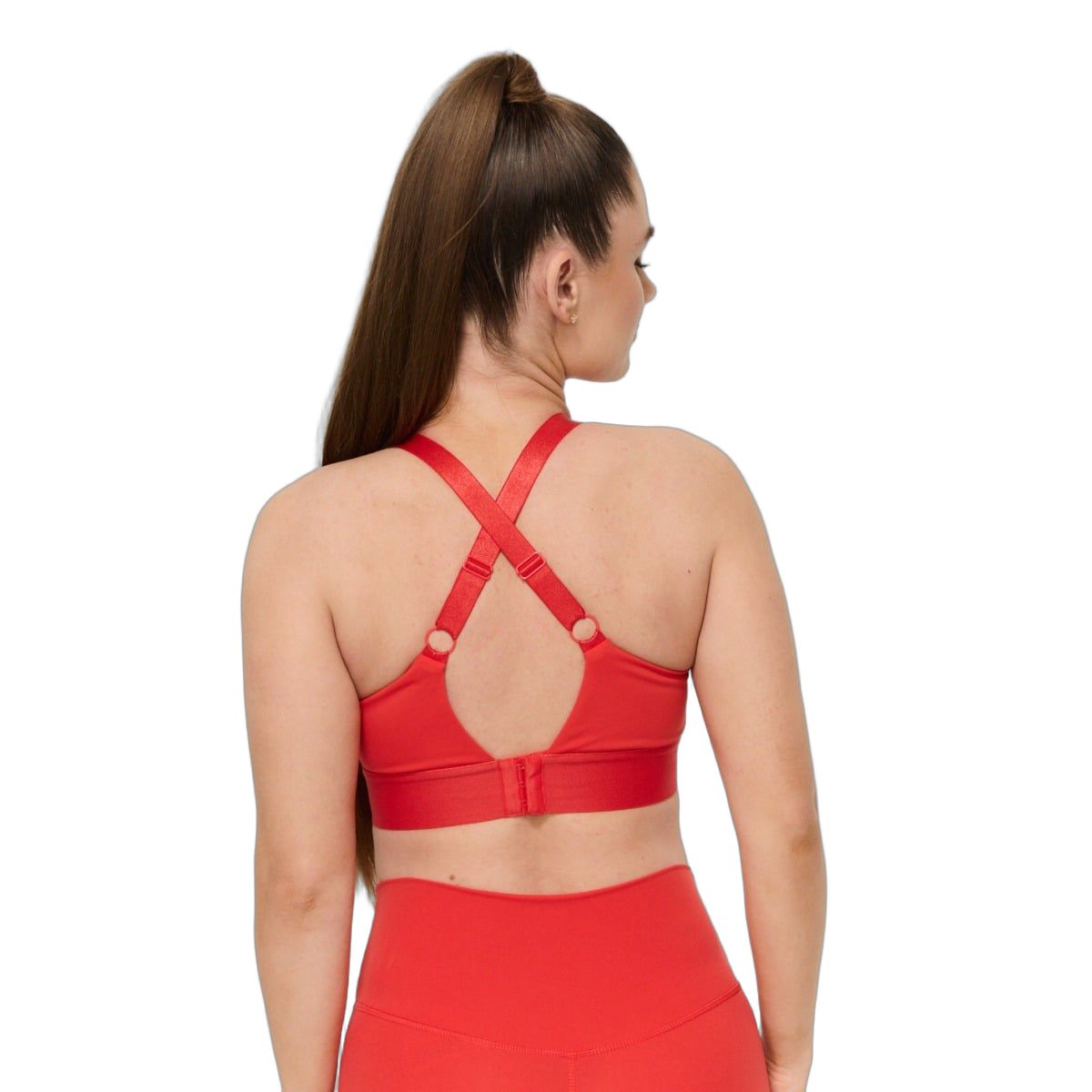GymBeam Sport-BH Damen mit verstellbaren Trägern und gekreuztem Rücken in Hot Red