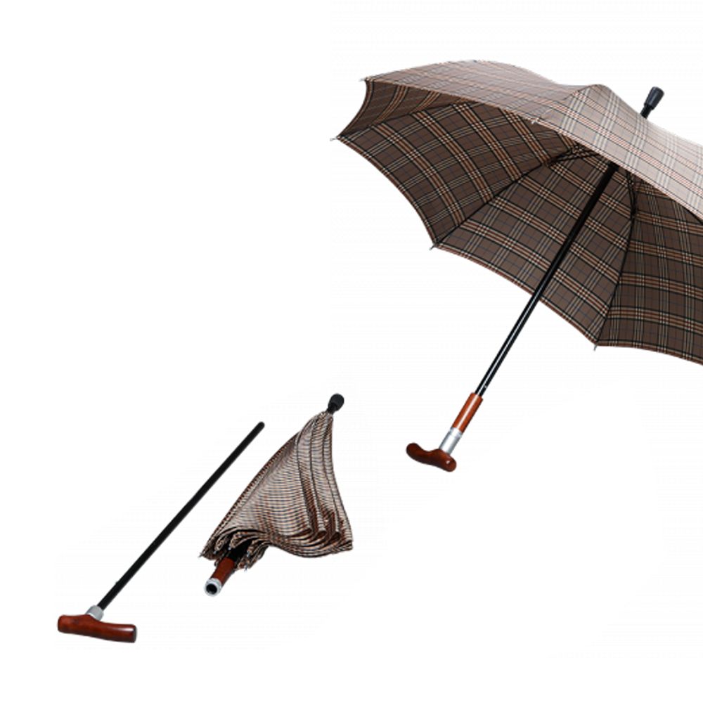 Gastrock Schirm-Stock Safebrella Duo Karo Braun-beige
