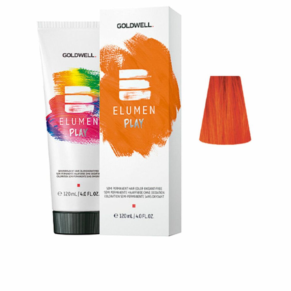Goldwell Elumen Play: Orange Haarfärbetube und Kartonverpackung. Enthält 120ml.
