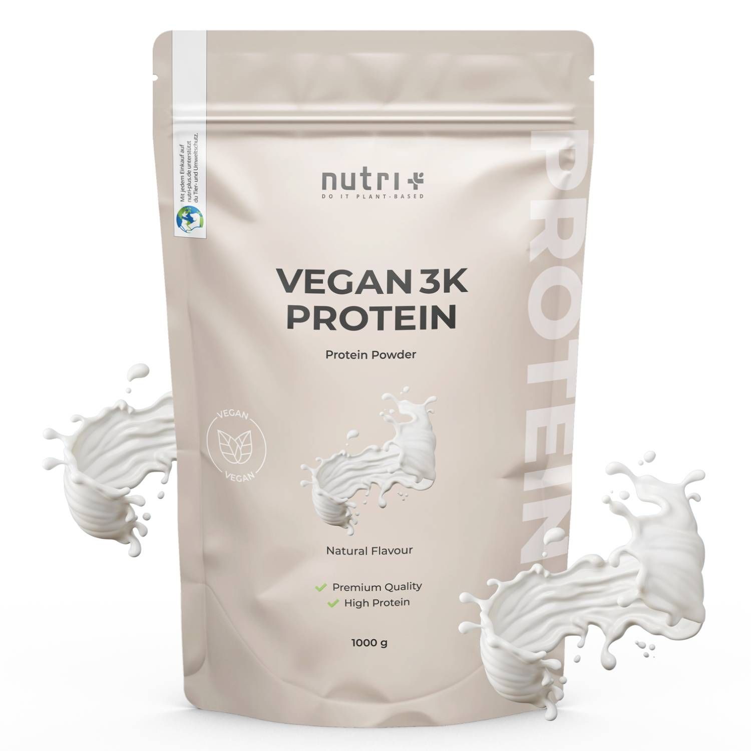 nutri+ Veganes Proteinpulver 3k - Eiweiß Protein Pulver 1kg