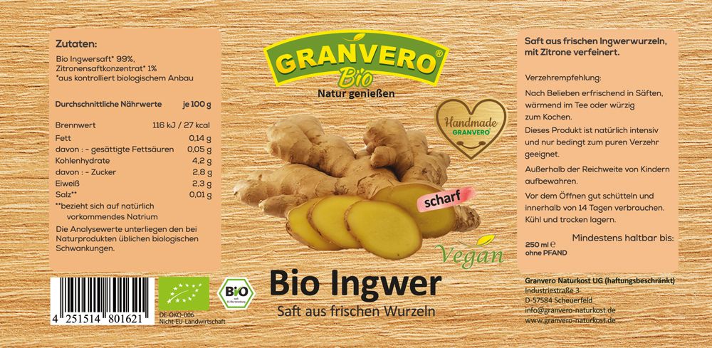 Granvero® Bio Ingwer Saft scharf