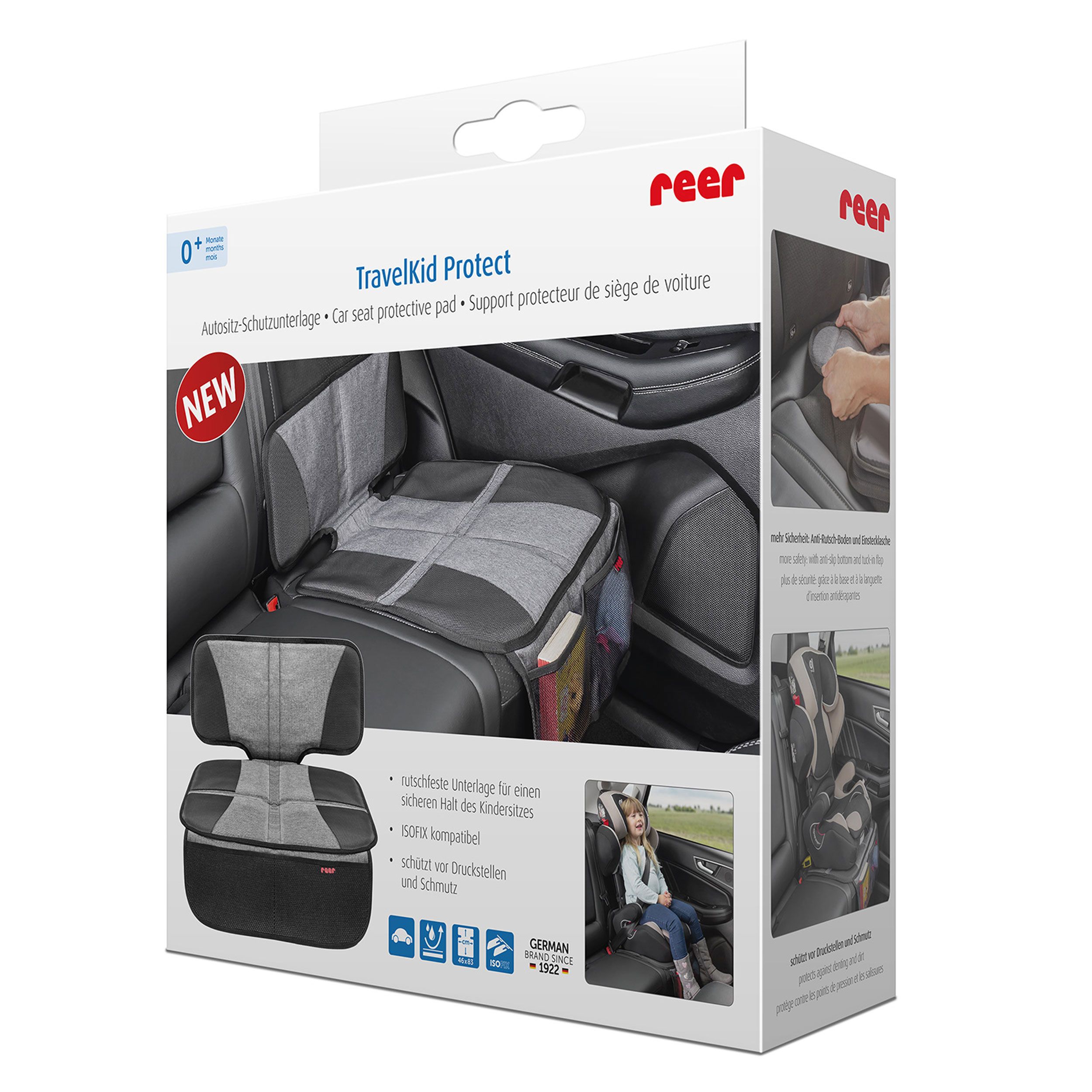 reer TravelKid Protect Autositz-Schutzunterlage, mit Taschen