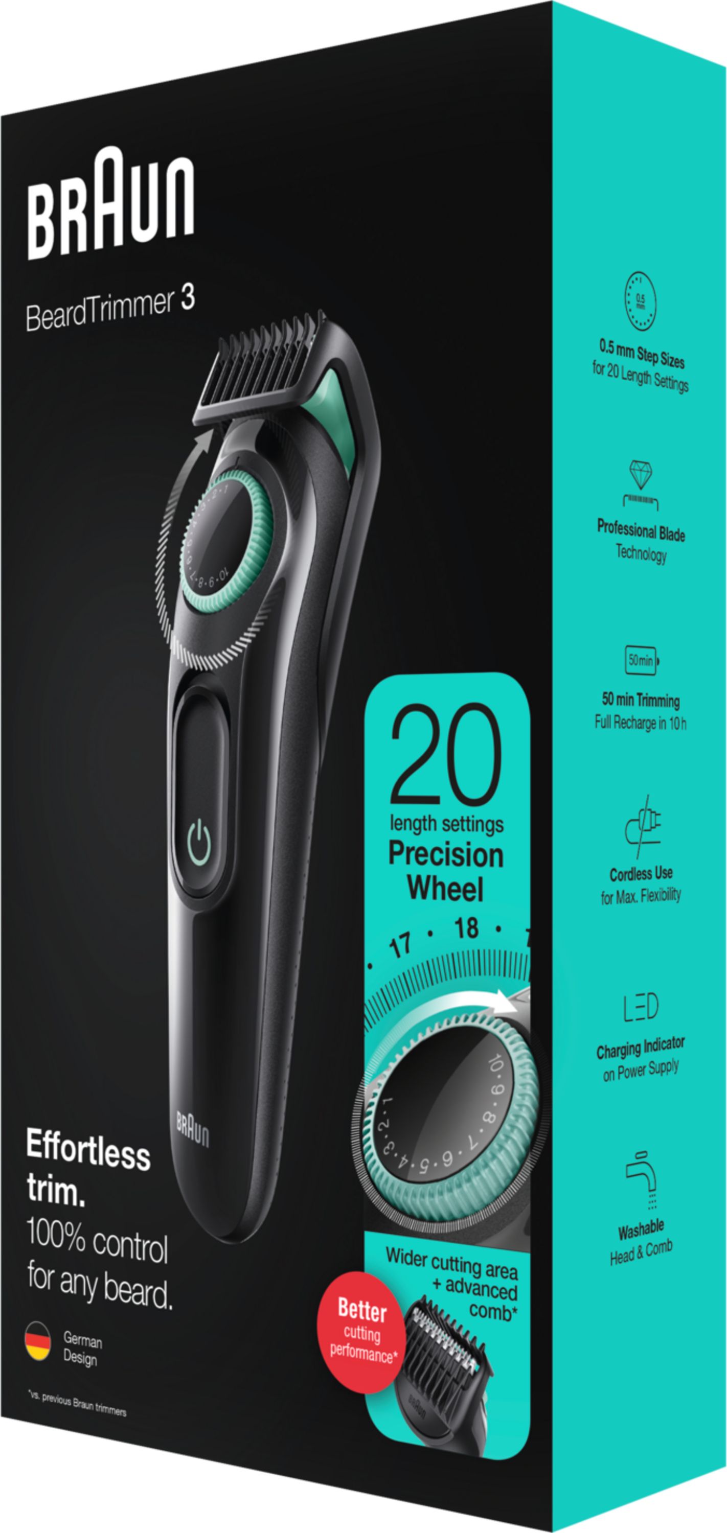 Braun - Barttrimmer "BT3321" in Schwarz und Mint
