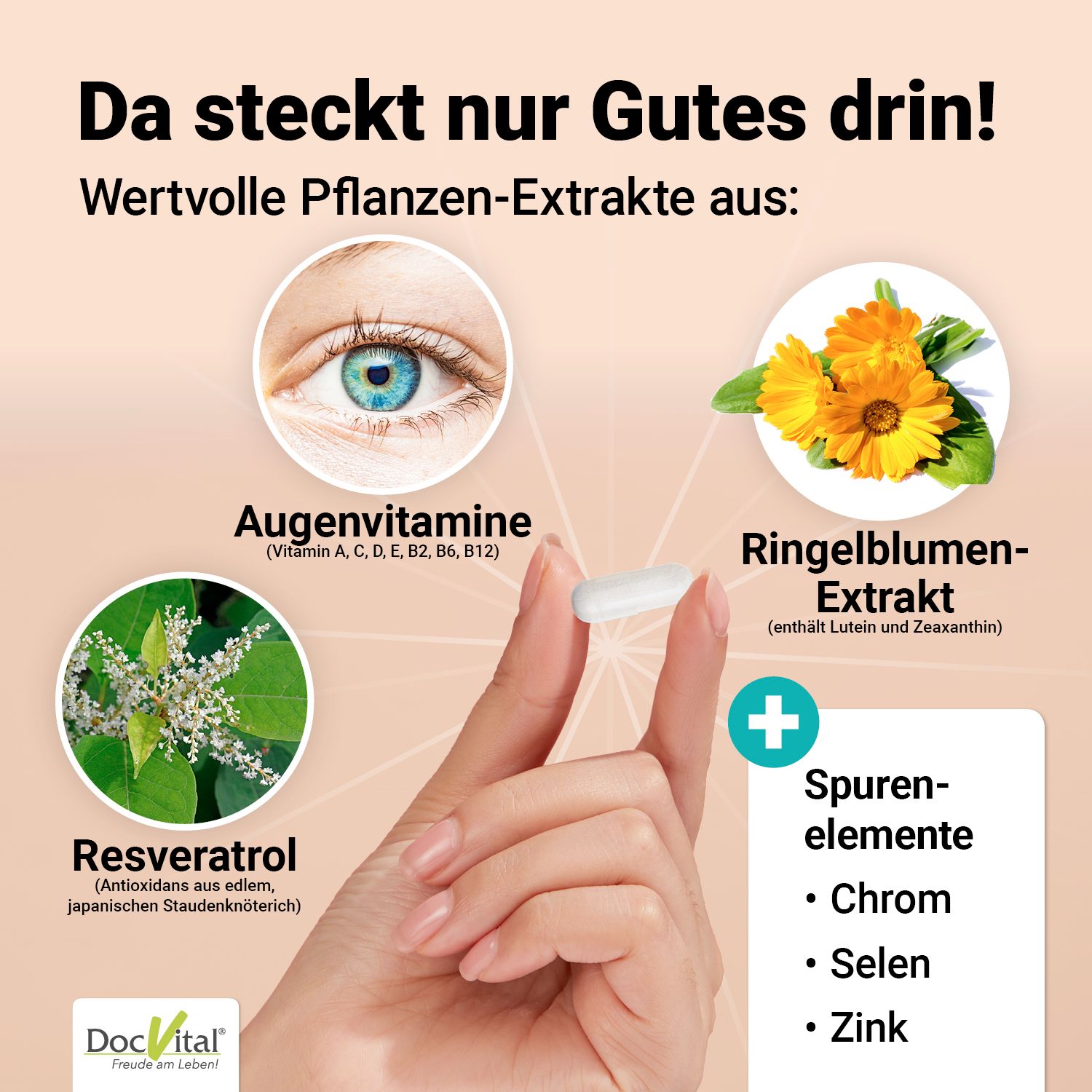 Augenvitamine Lutein Zeaxanthin Vitamin A - Augenstark Vital Komplex hochdosiert DocVital®