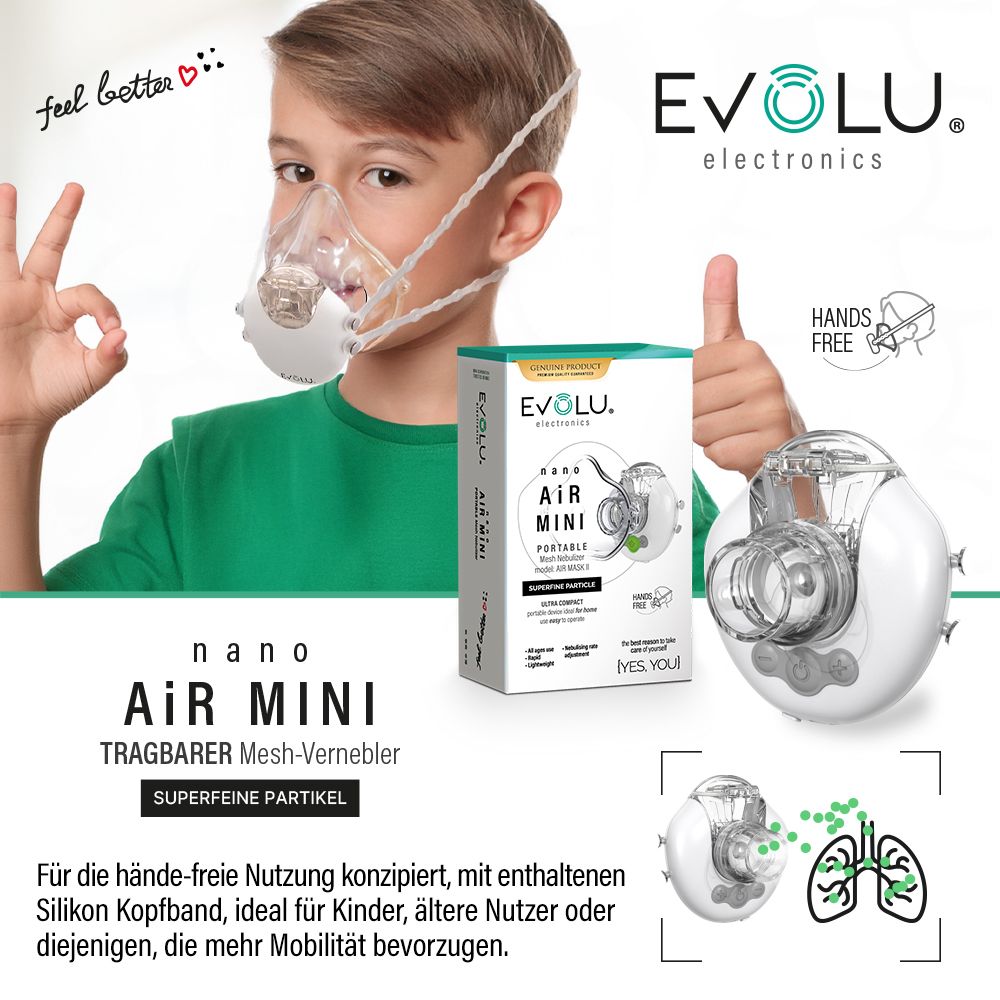 EVOLU NANO AIR MINI tragbarer Mesh-Vernebler-Inhalator