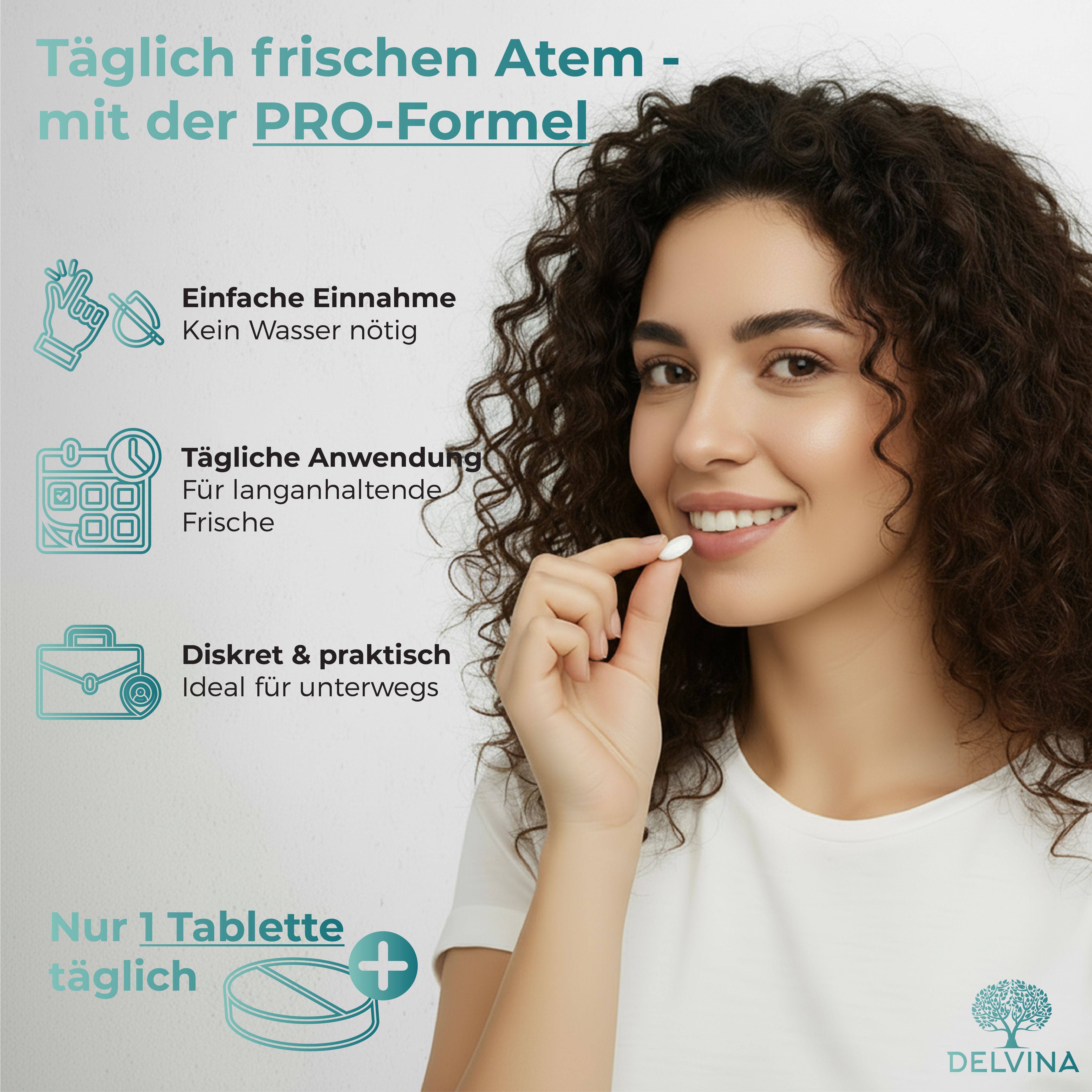 Delvina Mundflora PRO - Lutschtabletten gegen Mundgeruch (Minzgeschmack)