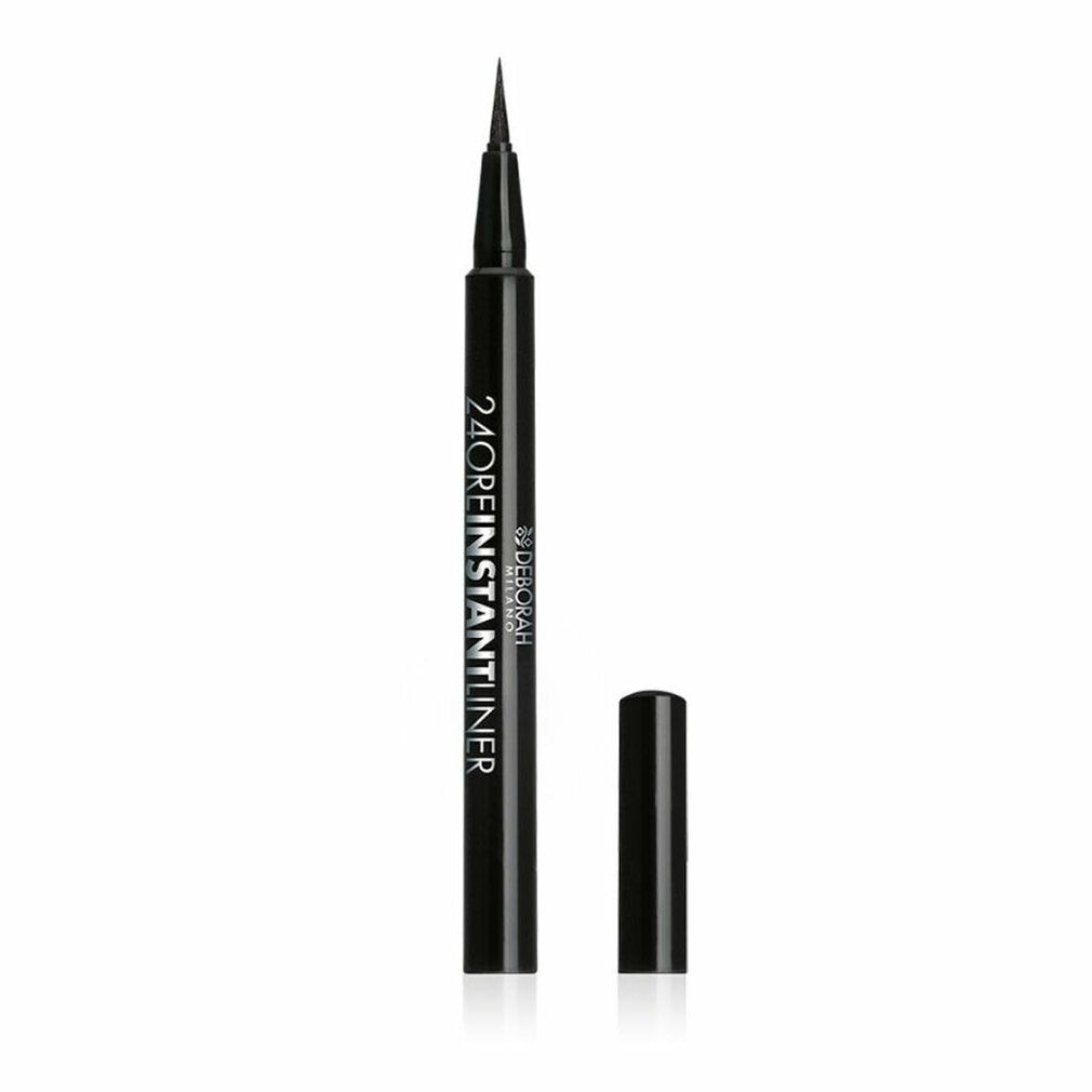 Schwarzer Eyeliner mit Spitze und Kappe. Aufschrift: 24ORE INSTANT LINER, Deborah Milano.