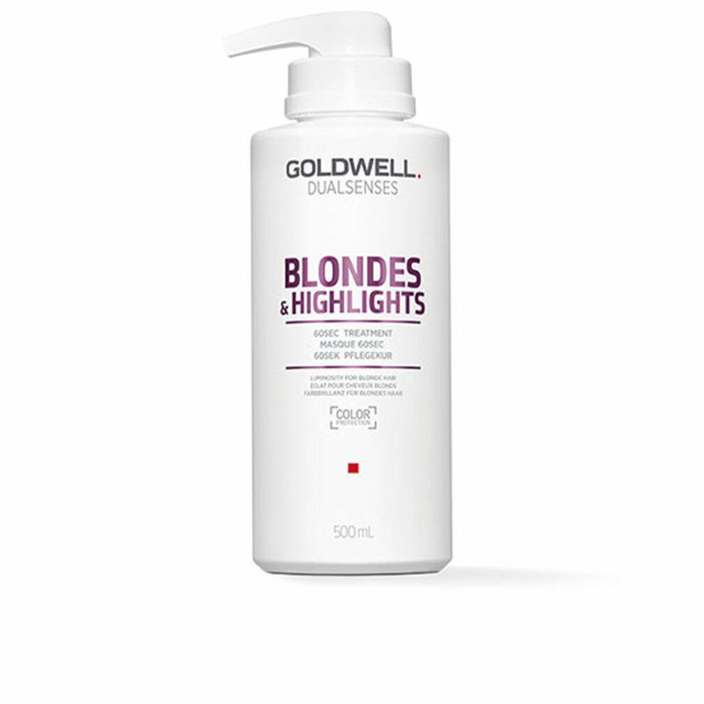 Goldwell Blondes & Highlights Treatment Flasche mit Pumpverschluss. Produktname und Logo auf weißem Hintergrund. 500ml.