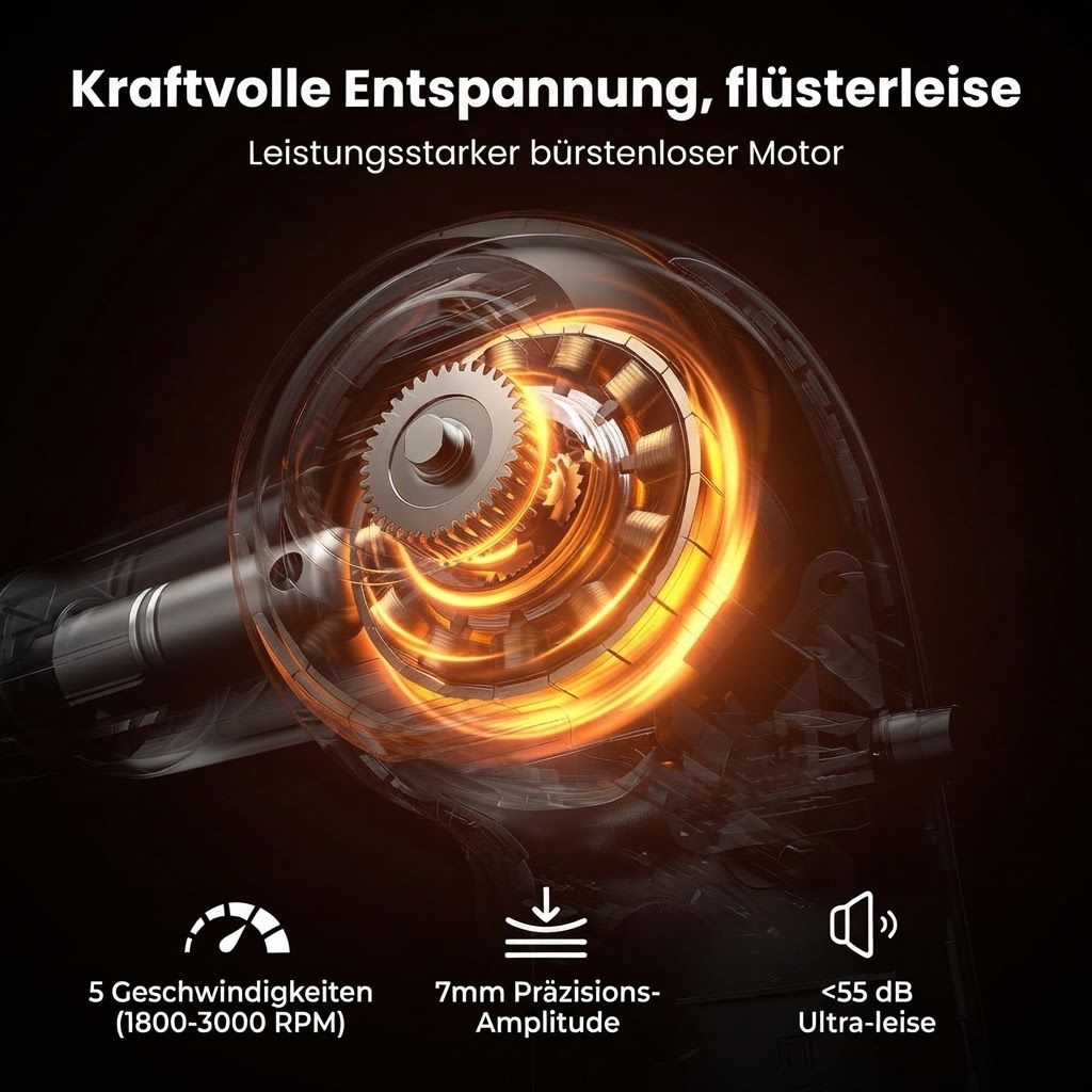 Graues Massagekissen mit integrierter Heizfunktion, 2 Wärmestufen von 35-40°C.