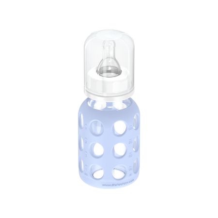 Baby Glas-Trinkflasche 120ml, Silikonsauger Gr. 1 (0-3 Mo), blanket