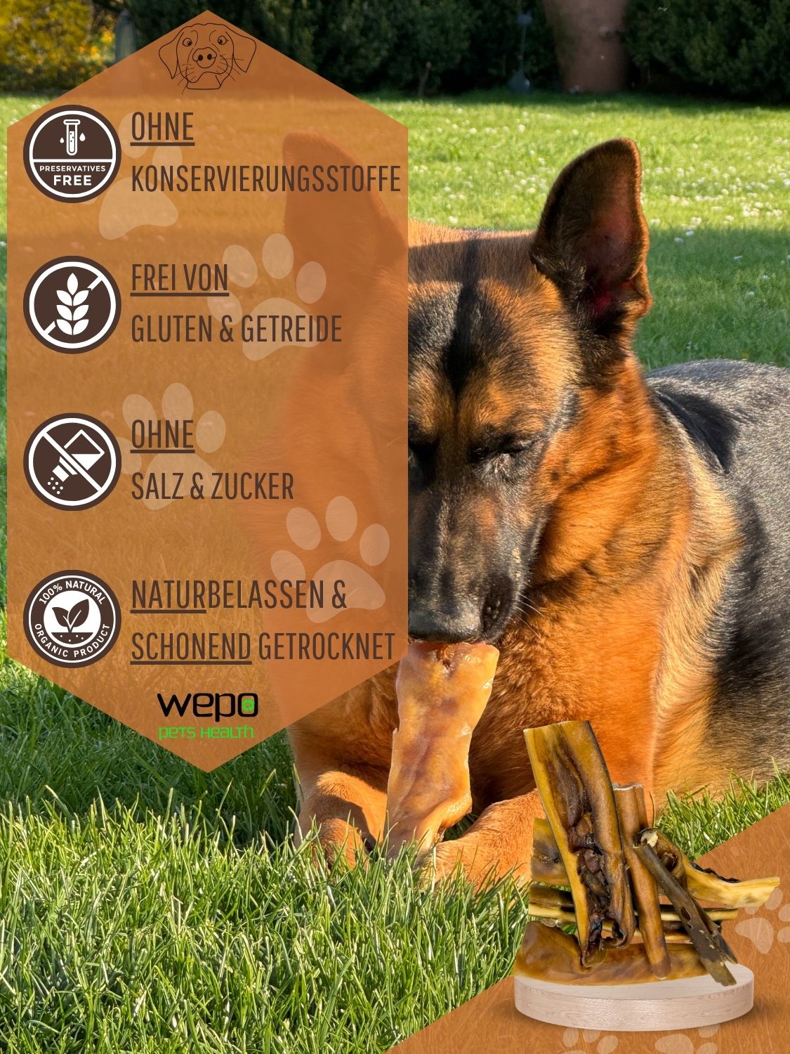 WEPO Rinderkopfhaut 20cm - Hunde Leckerlis