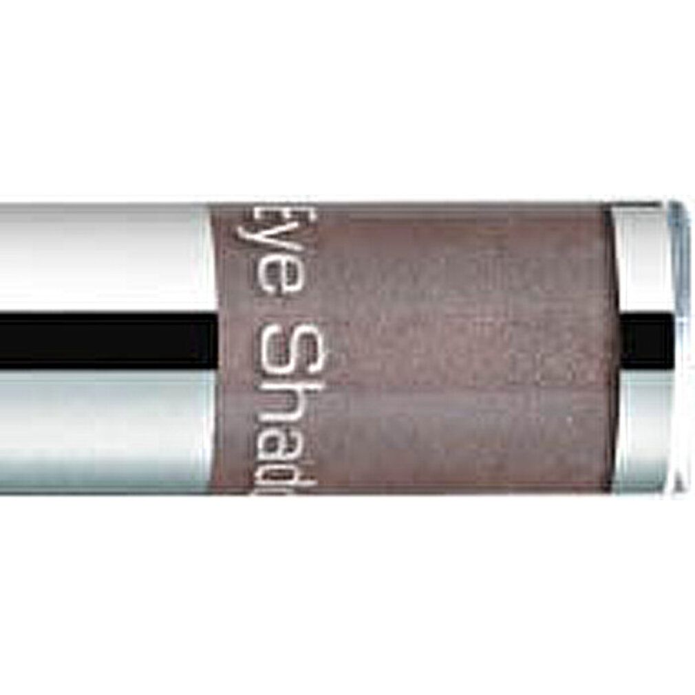 Nahaufnahme des Lidschatten-Refills. Silberfarbenes Gehäuse, brauner Lidschatten, Schriftzug 'Eye Shad'.