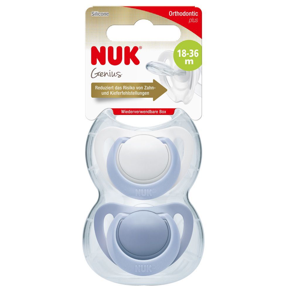NUK® Genius Schnuller aus Silikon Größe 18 bis 36 Monate (Farbe/Motiv nicht wählbar)